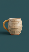 Tactile mug with ochre accent handle