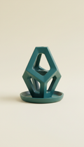 Geometric incense holder in deep teal
