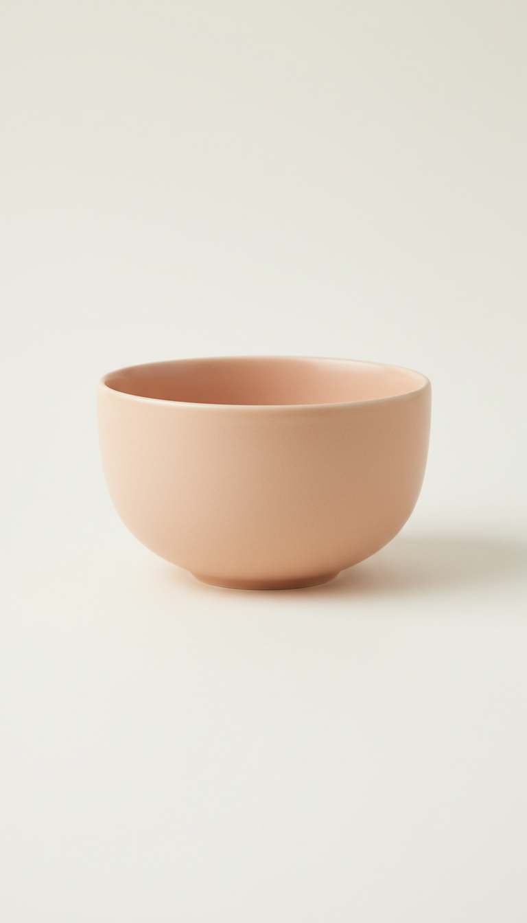 Minimalist bowl in porcelain peach glaze